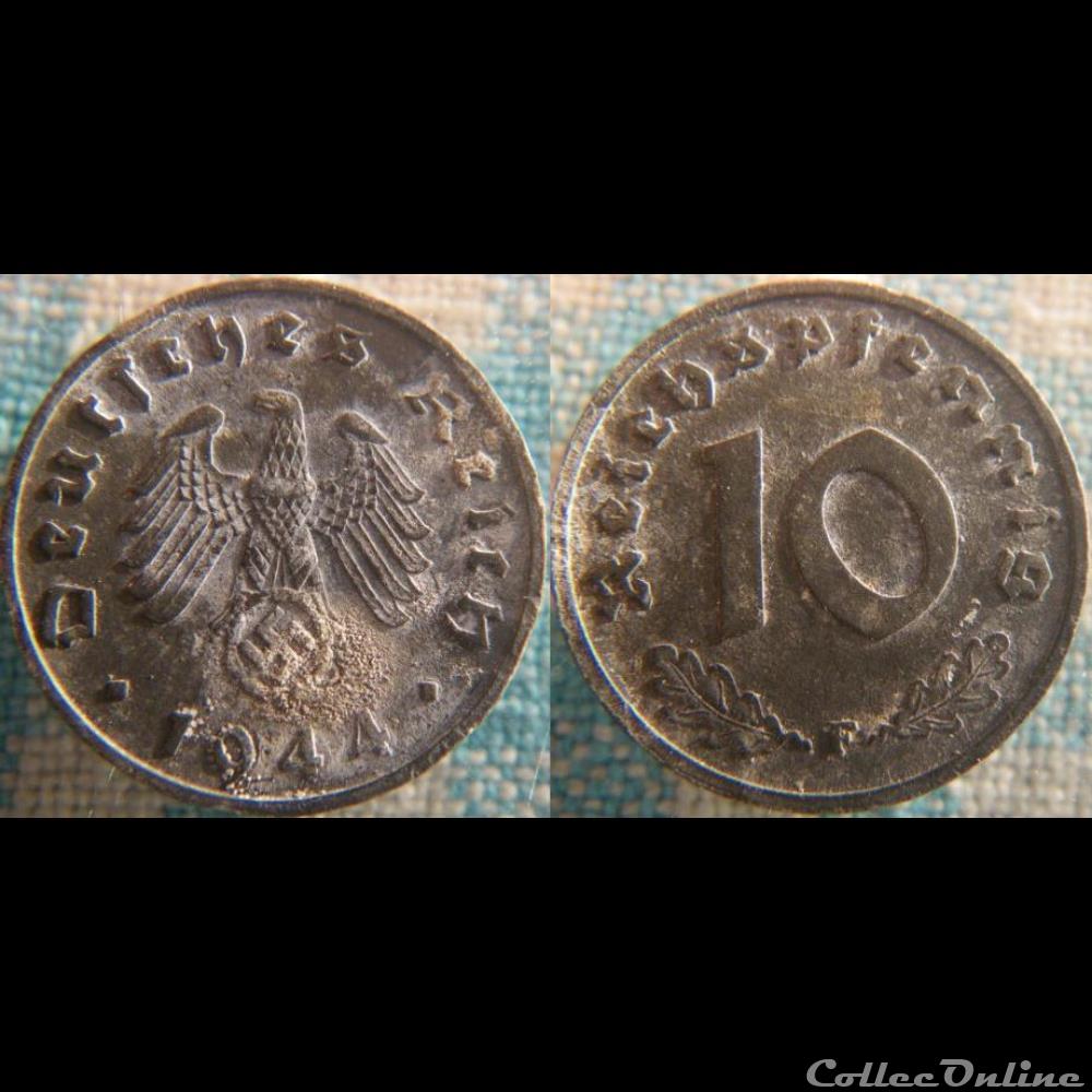 10 Reichspfennig 1944 F monnaie monde allemagne 10 reichspfennig 1944 f