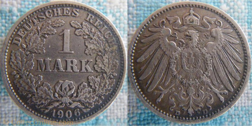 1 mark 1906 D monnaie monde allemagne 1 mark 1906 d