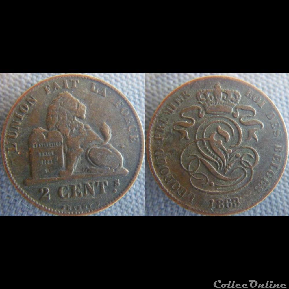 2 centimes 1863 monnaie monde belgique 2 centimes 1863