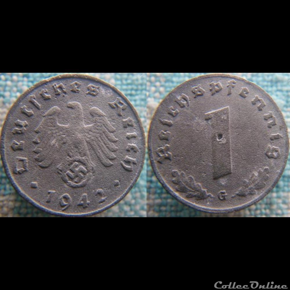 1 reichspfennig 1942 G monnaie monde allemagne 1 reichspfennig 1942 g
