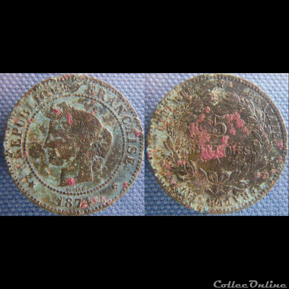 5 Centimes 1874 A monnaie france moderne 5 centimes 1874 a