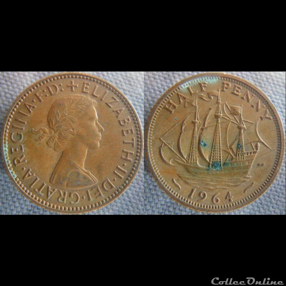 1/2 Penny 1964 monnaie monde royaume uni 1 2 penny 1964