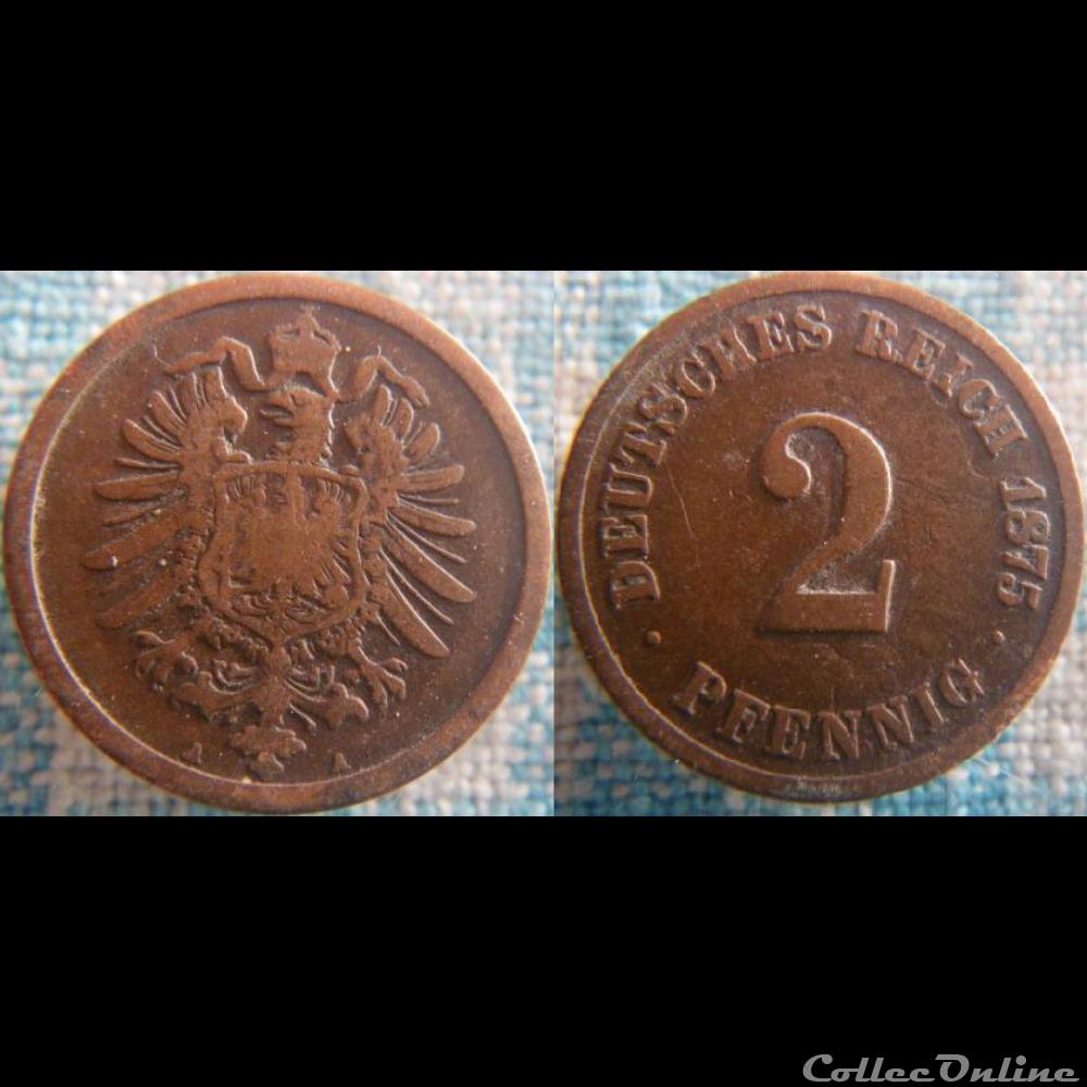 2 pfennig 1875 A monnaie monde allemagne 2 pfennig 1875 a
