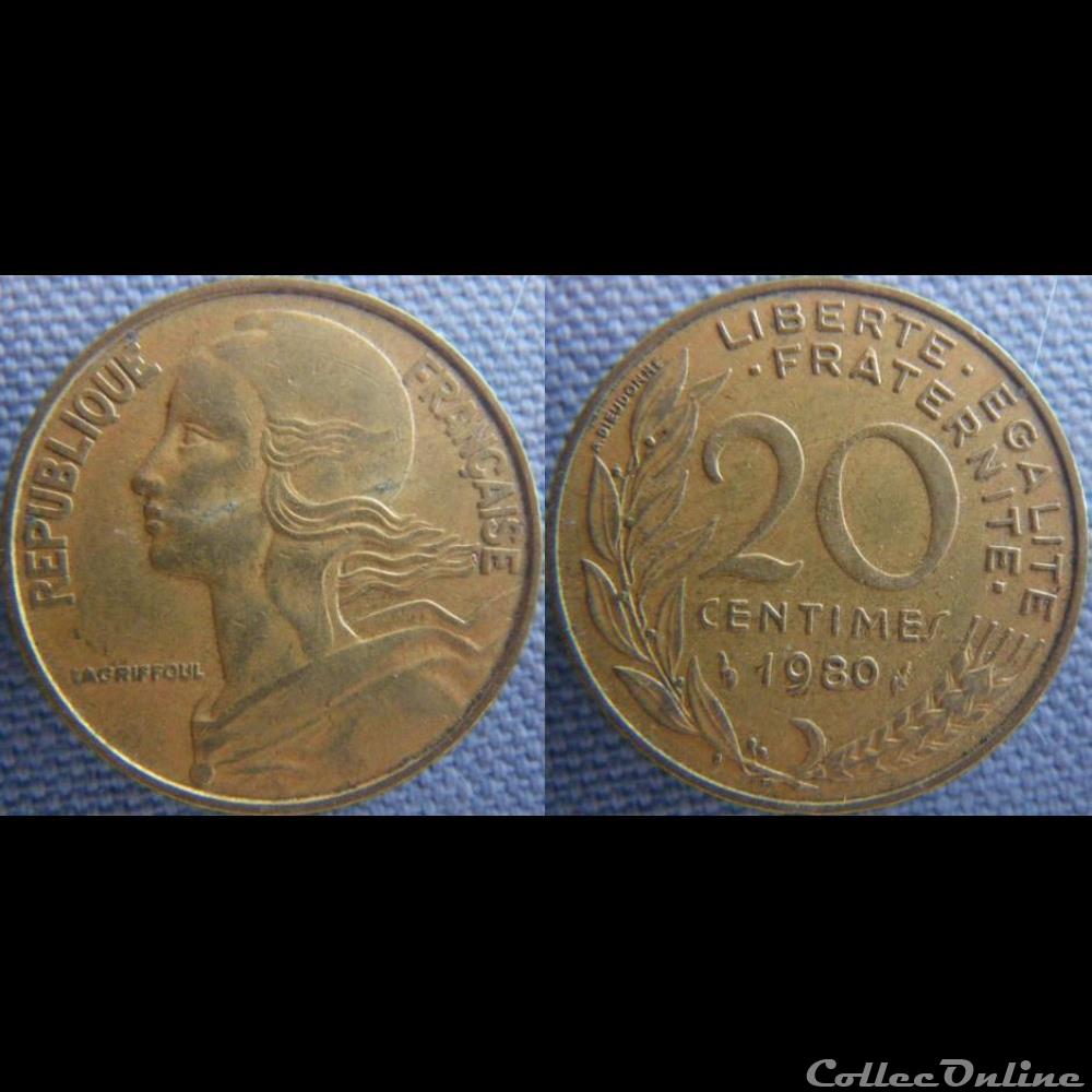20 Centimes 1980 monnaie france moderne 20 centimes 1980
