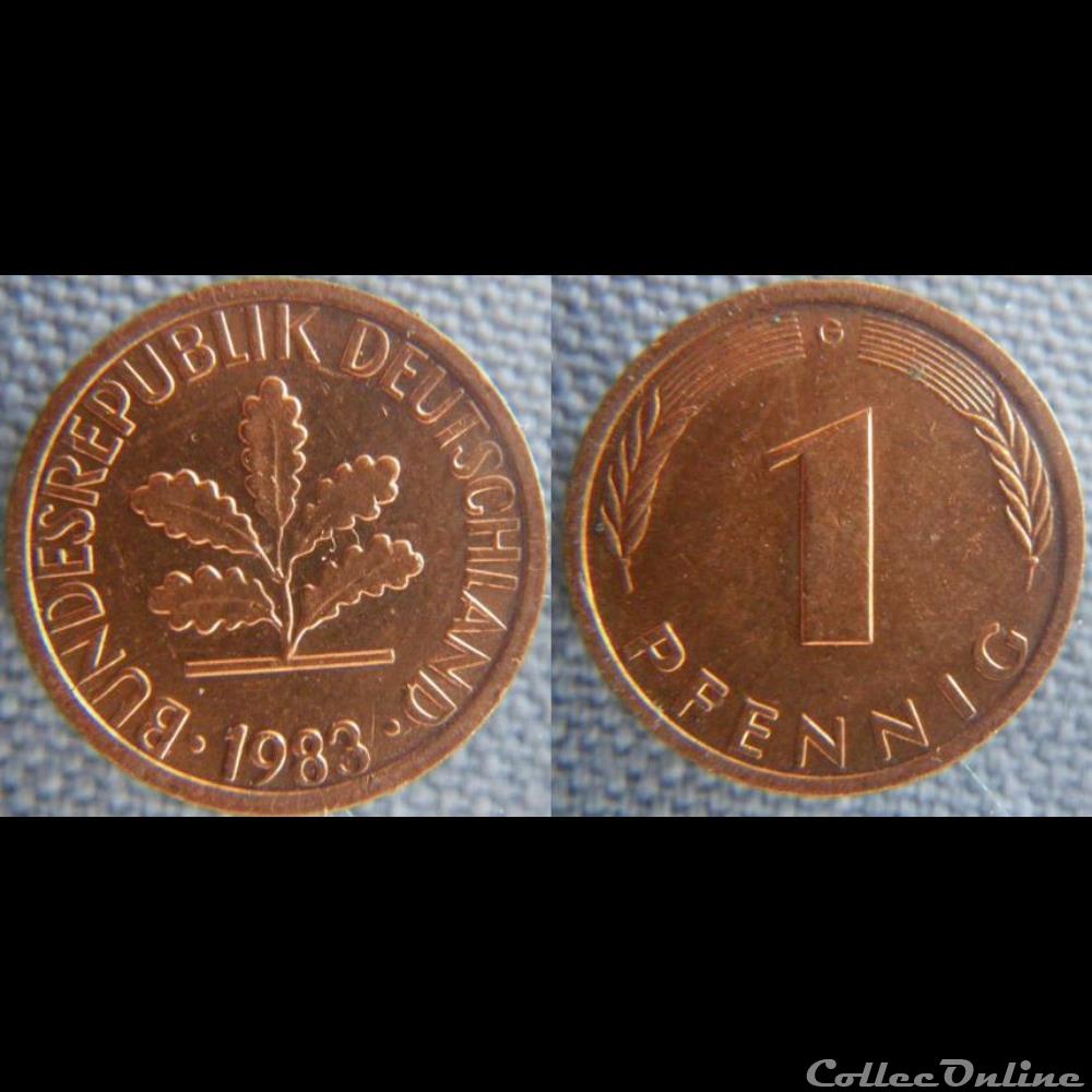1 pfennig 1983 G monnaie monde allemagne 1 pfennig 1983 g