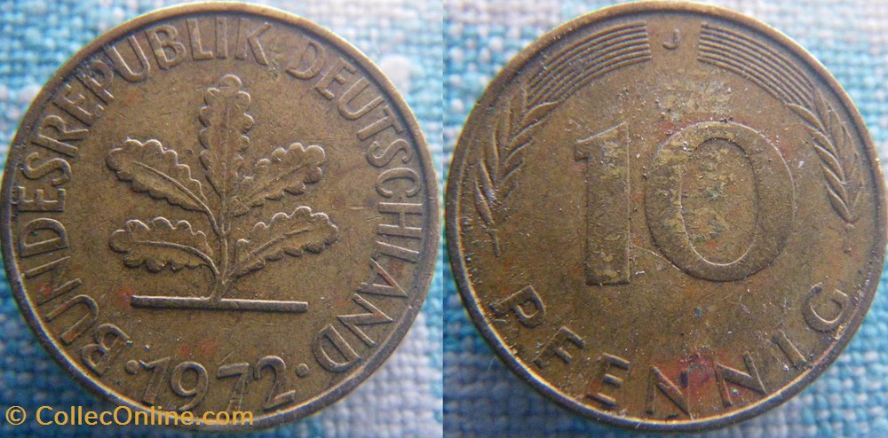10 Pfennig 1972 J monnaies monde allemagne 10 pfennig 1972 j