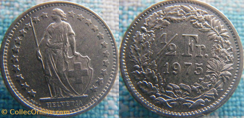 monnaies monde suisse 1 2 franc 1975