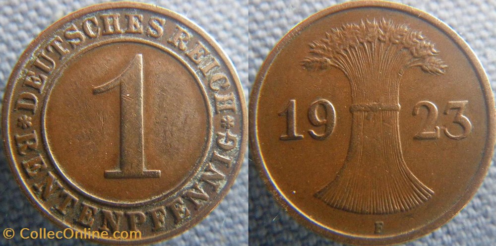 monnaies monde allemagne 1 rentenpfennig 1923 f