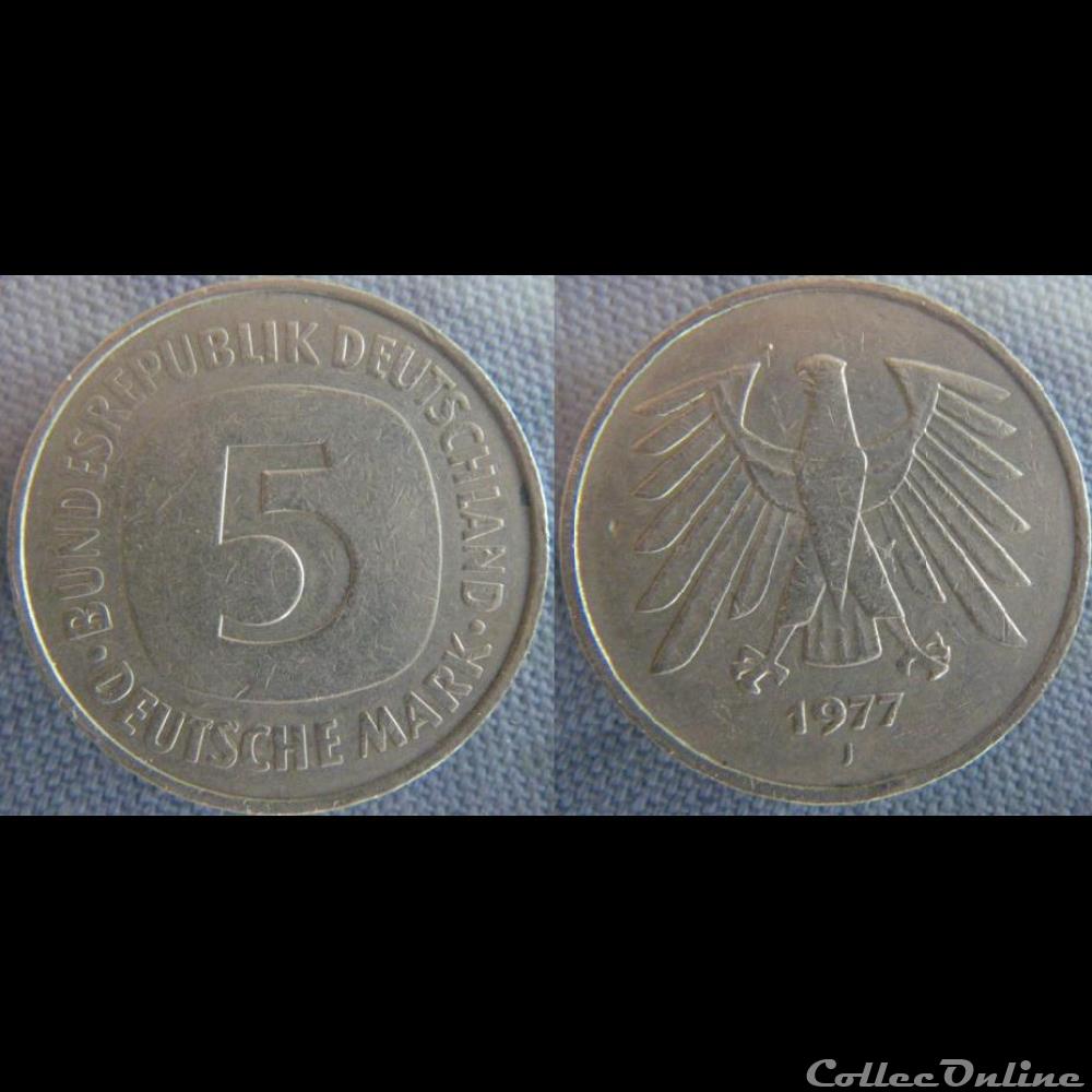5 mark 1977 J monnaie monde allemagne 5 mark 1977 j