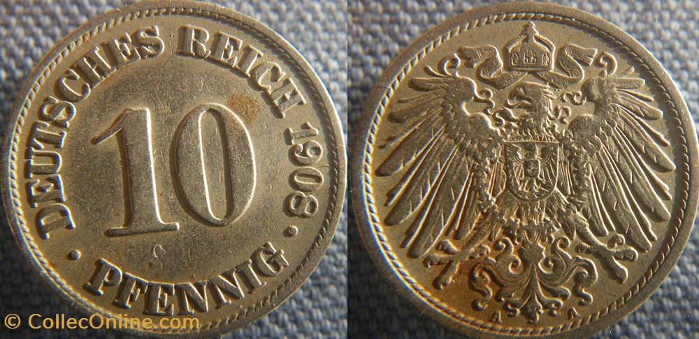 10 pfennig 1908 A monnaie monde allemagne 10 pfennig 1908 a