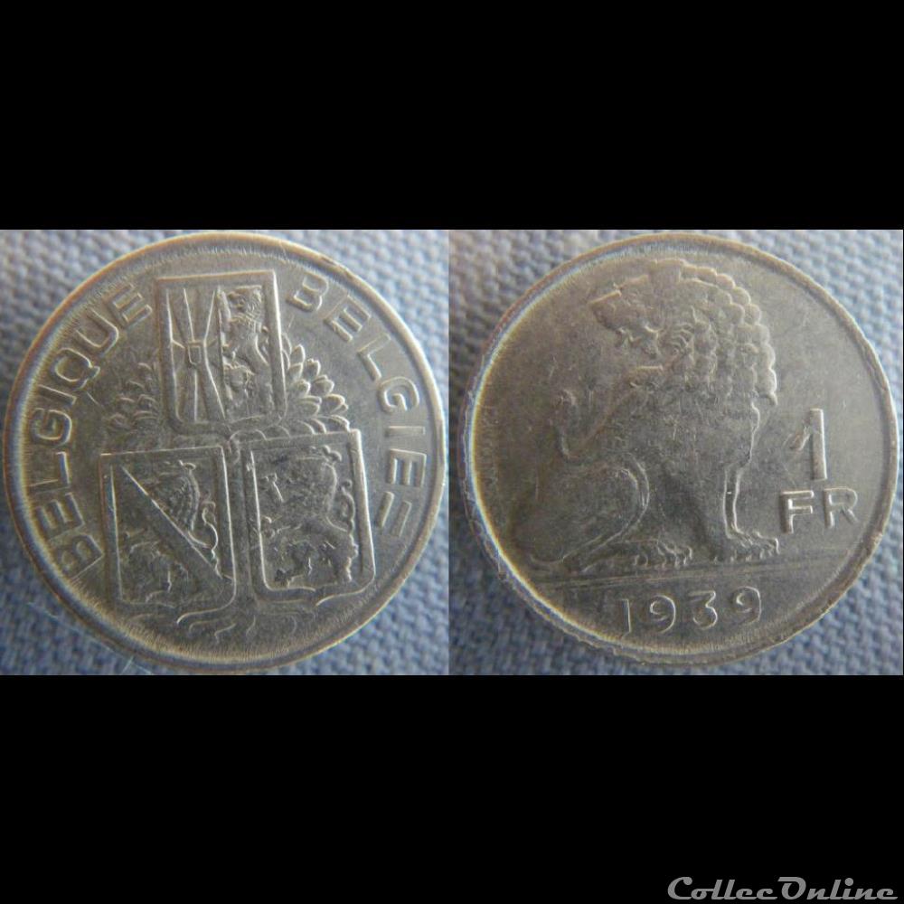 1 Franc 1939 monnaie monde belgique 1 franc 1939