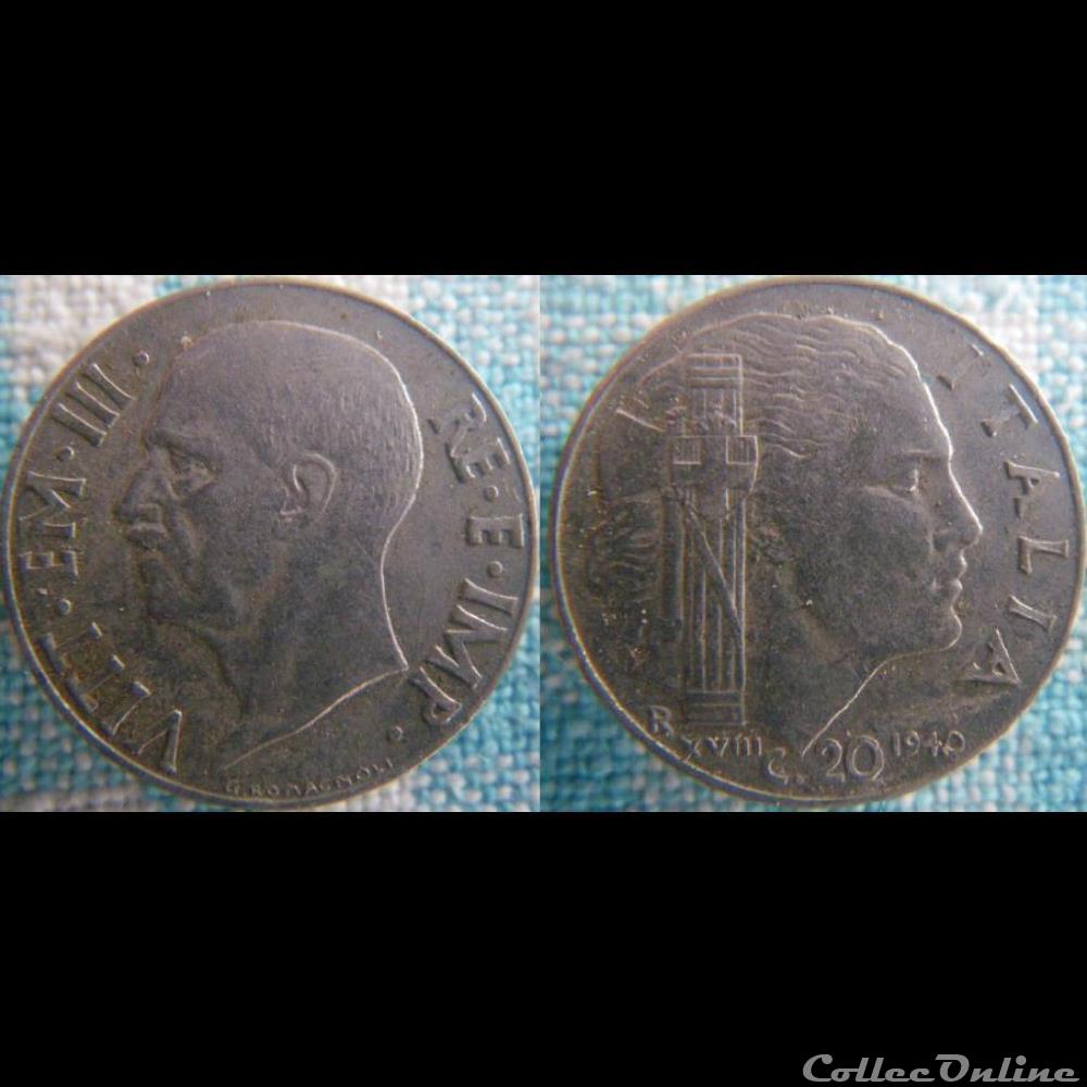 20 Centesimi 1940 monnaie monde italie 20 centesimi 1940
