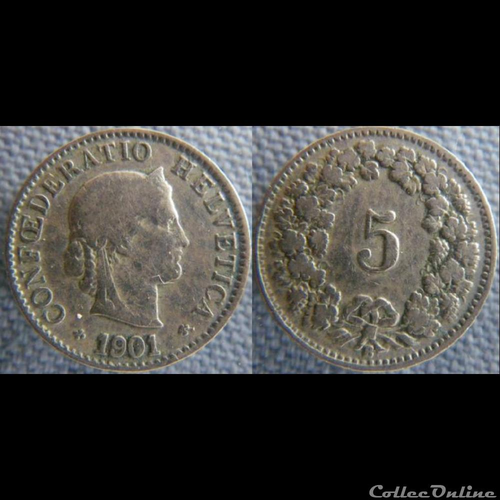 5 Rappen 1901 B monnaie monde suisse 5 rappen 1901 b