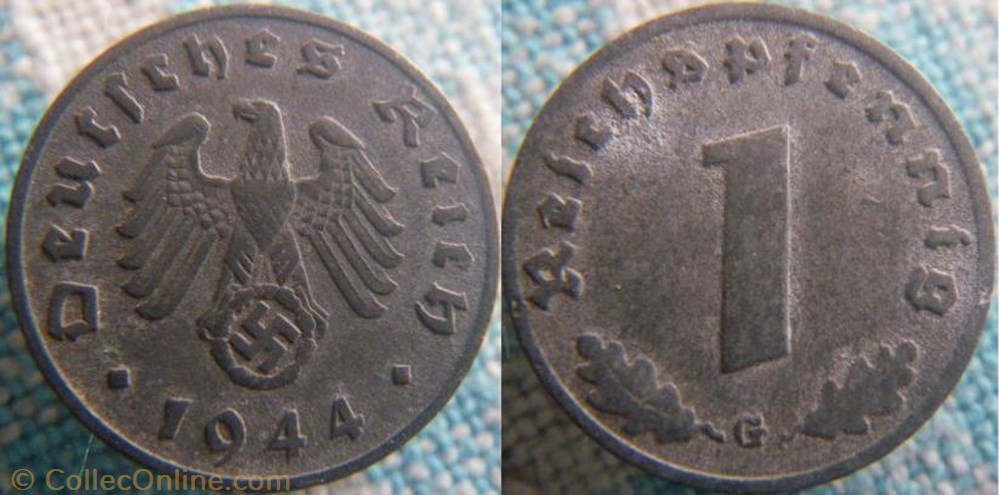 1 reichspfennig 1944 G monnaie monde allemagne 1 reichspfennig 1944 g