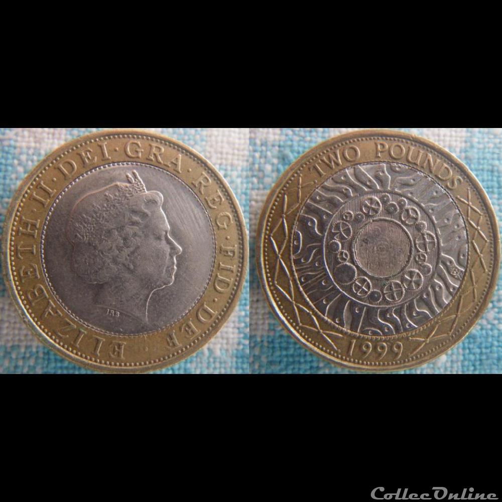 2 Livres 1999 monnaie monde royaume uni 2 livres 1999