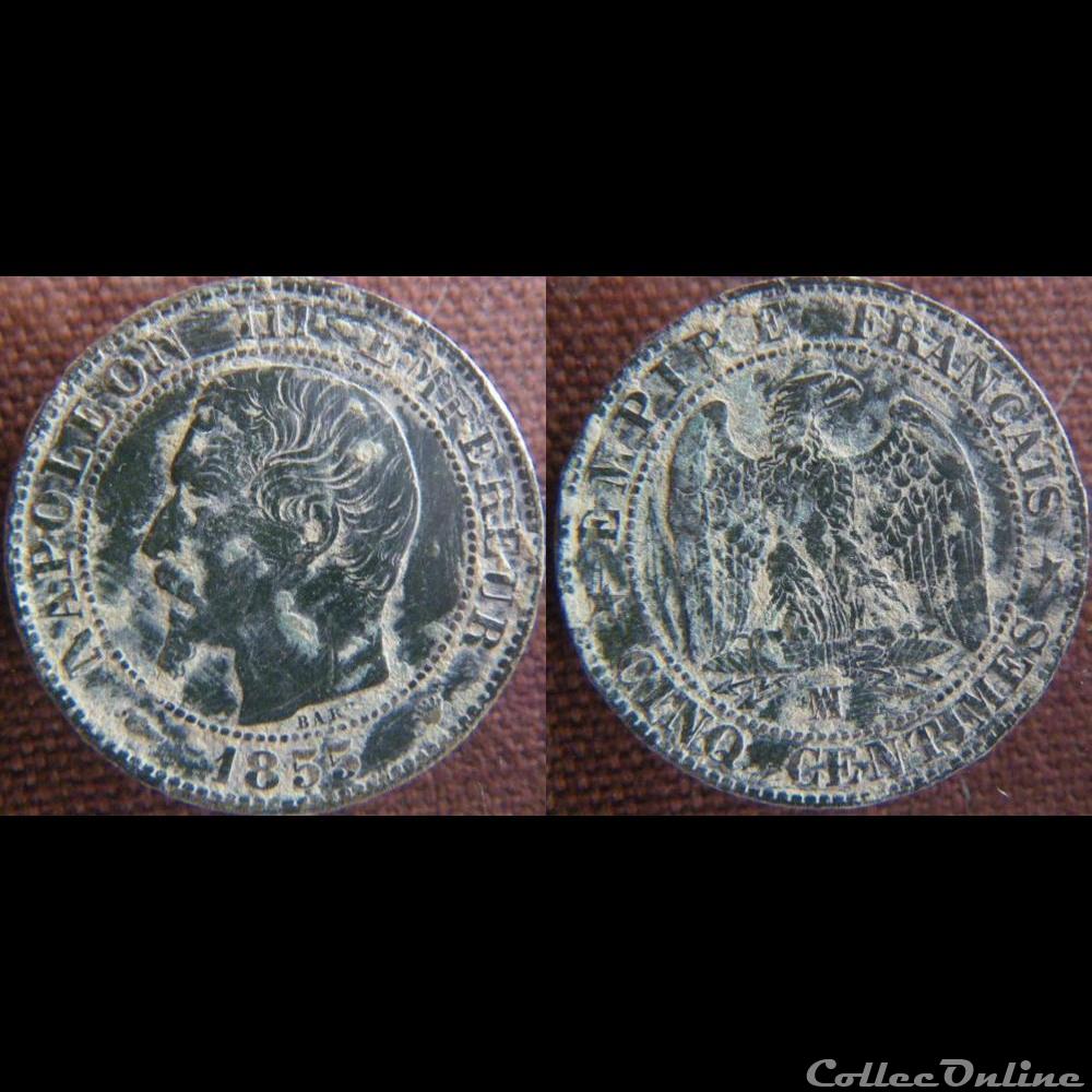 monnaie france moderne 5 centimes 1855 ma chien