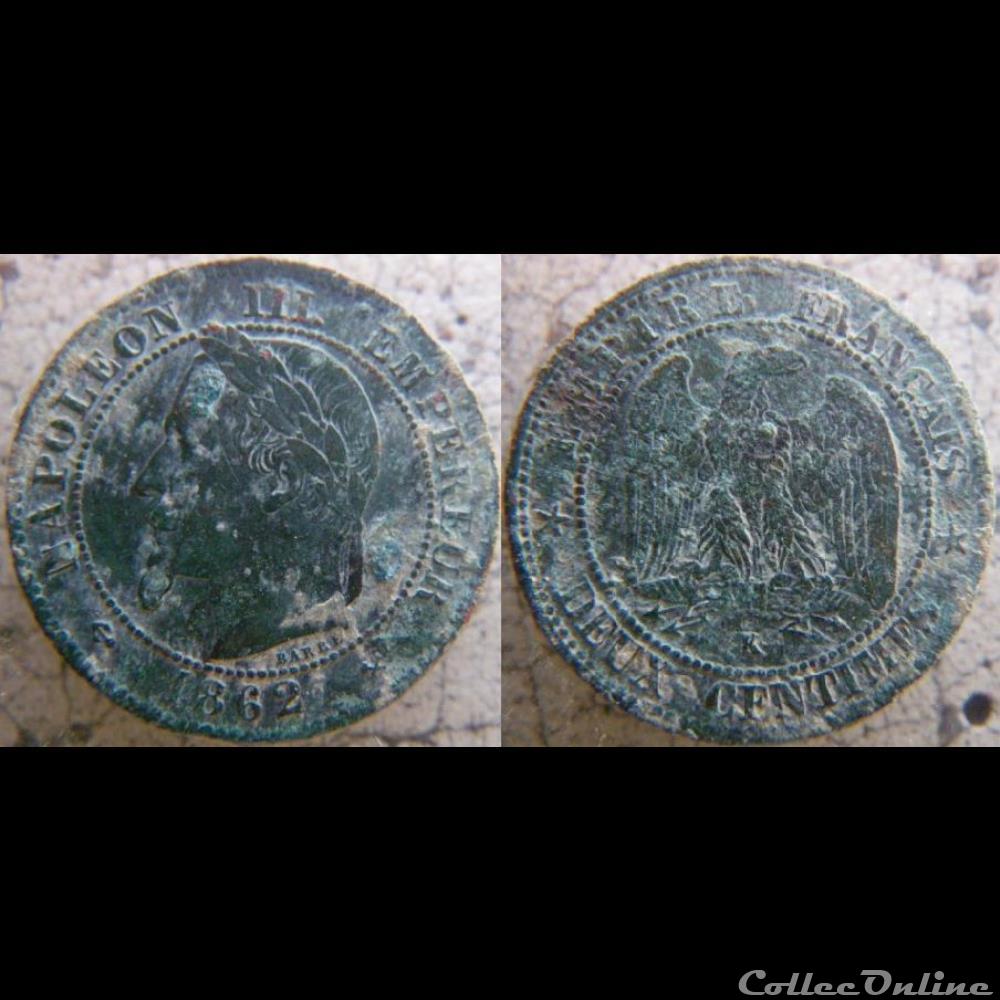monnaie france moderne 2 centimes 1862 k