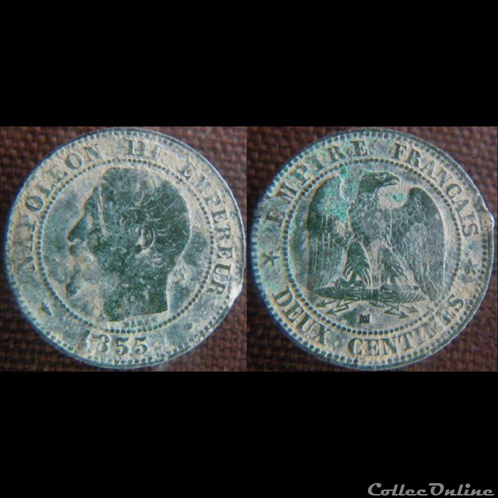 2 Centimes 1855 MA chien monnaie france moderne 2 centimes 1855 ma chien