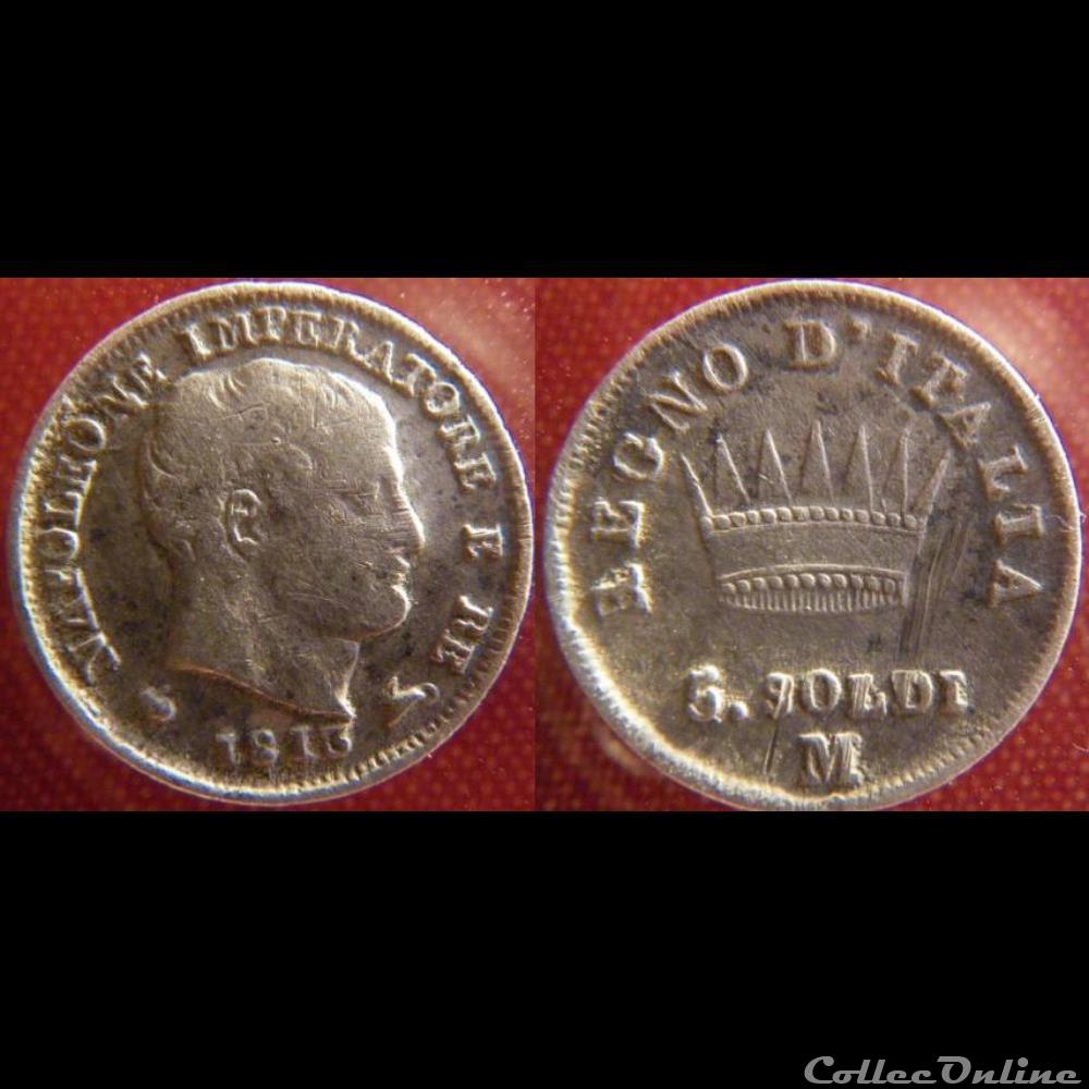 5 soldi 1813 M monnaie monde italie 5 soldi 1813 m