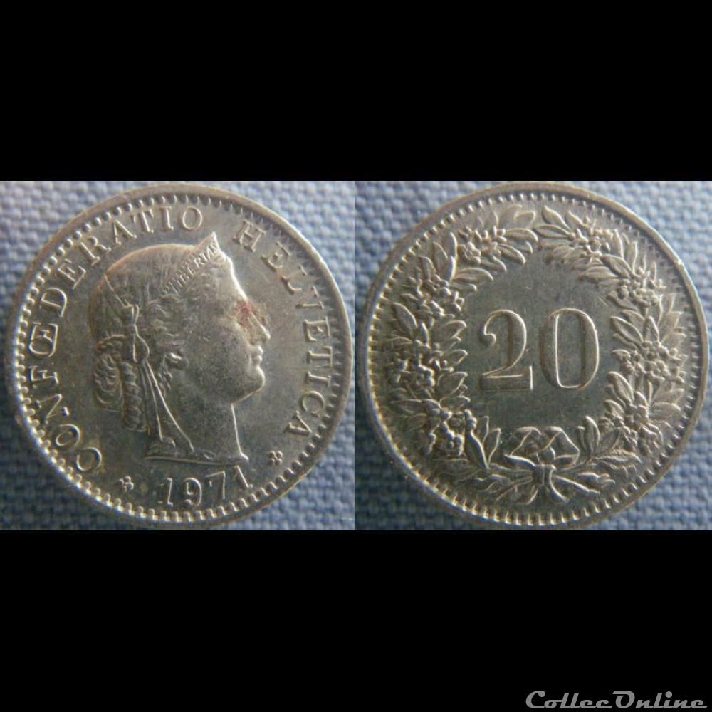 20 Rappen 1971 monnaie monde suisse 20 rappen 1971