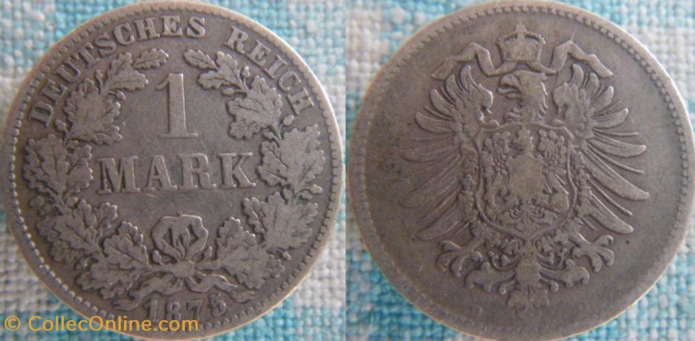 1 mark 1875 D monnaie monde allemagne 1 mark 1875 d