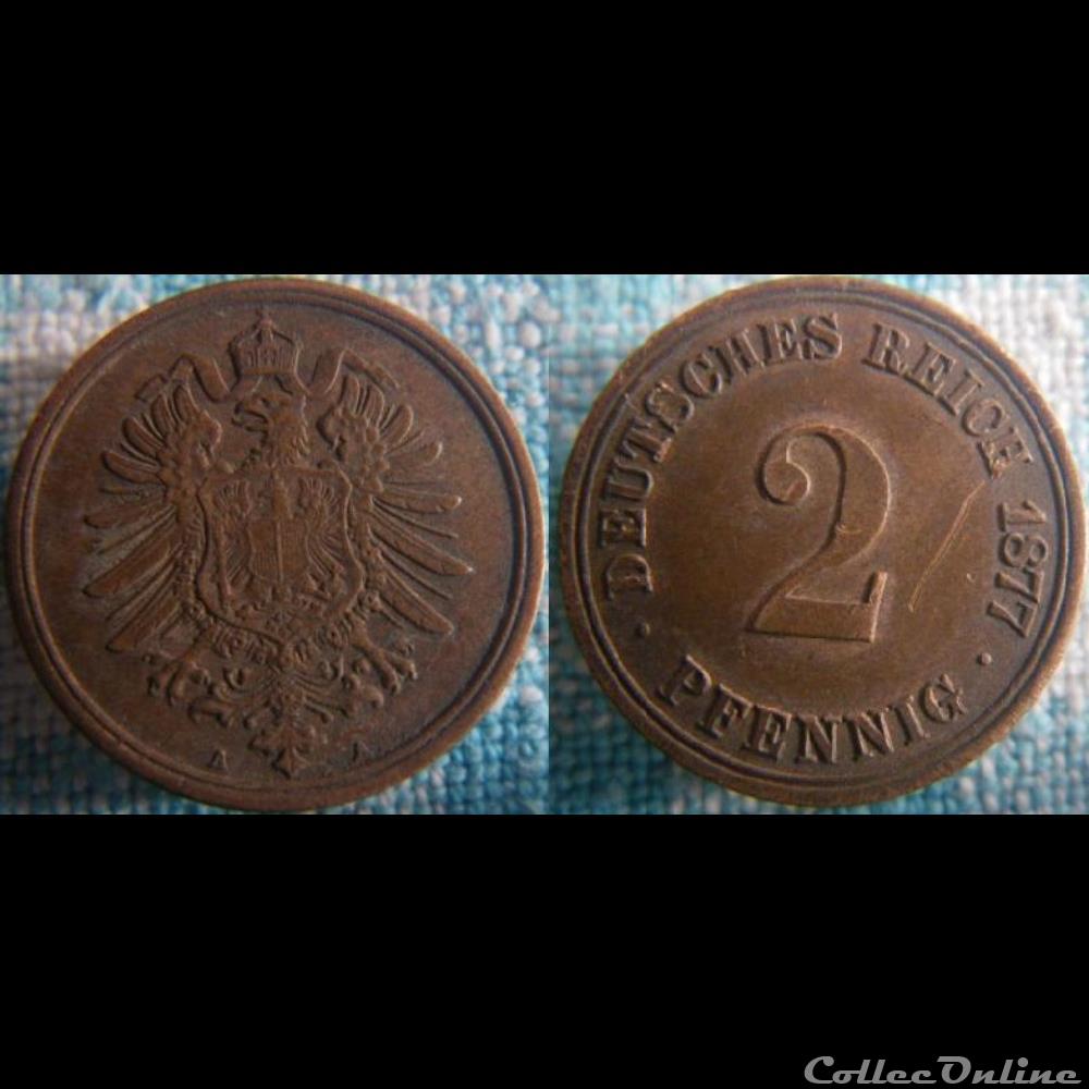 2 pfennig 1877 A monnaie monde allemagne 2 pfennig 1877 a