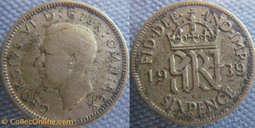 6 Pence 1939 monnaie monde royaume uni 6 pence 1939