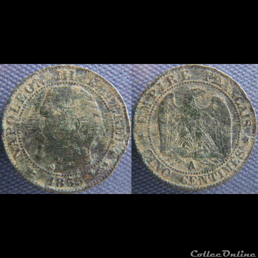 5 Centimes 1855 A Chien monnaie france moderne 5 centimes 1855 a chien