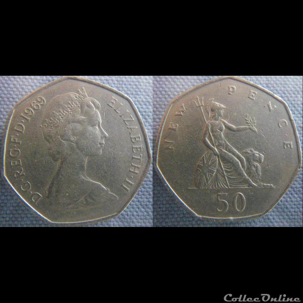50 New Pence 1969 monnaie monde royaume uni 50 new pence 1969