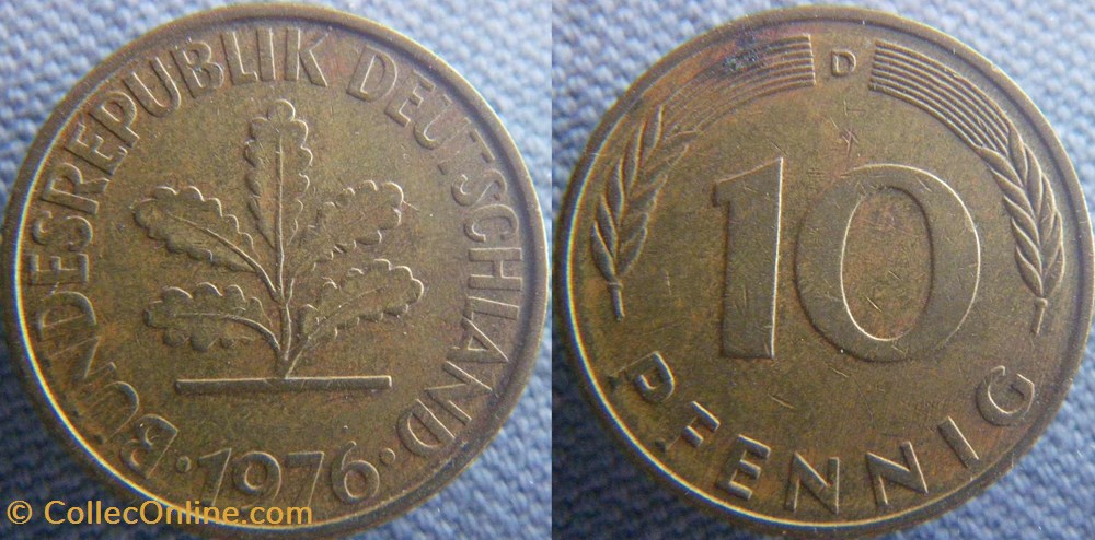 monnaies monde allemagne 10 pfennig 1976 d