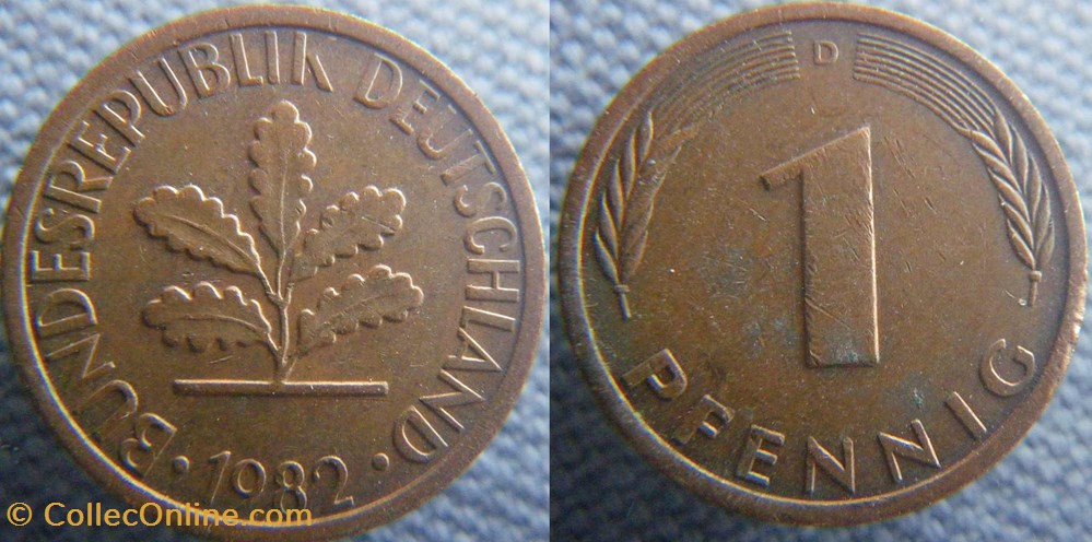 1 pfennig 1982 D monnaies monde allemagne 1 pfennig 1982 d