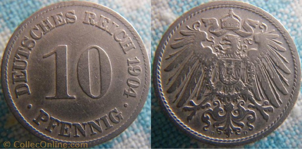 10 pfennig 1904 D monnaie monde allemagne 10 pfennig 1904 d