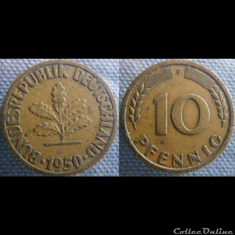 monnaie monde allemagne 10 pfennig 1950 f