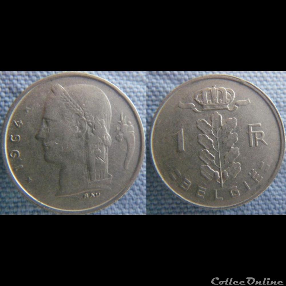 monnaie monde belgique 1 franc 1964 fl
