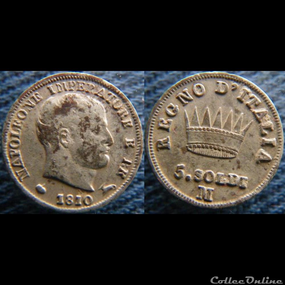 5 soldi 1810 M monnaie monde italie 5 soldi 1810 m