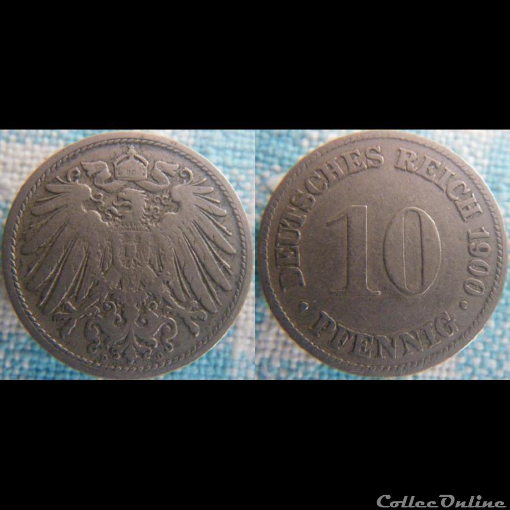 monnaie monde allemagne 10 pfennig 1900 d