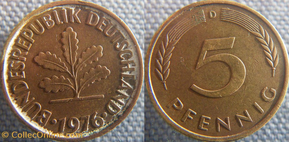 5 Pfennig 1976 D monnaie monde allemagne 5 pfennig 1976 d