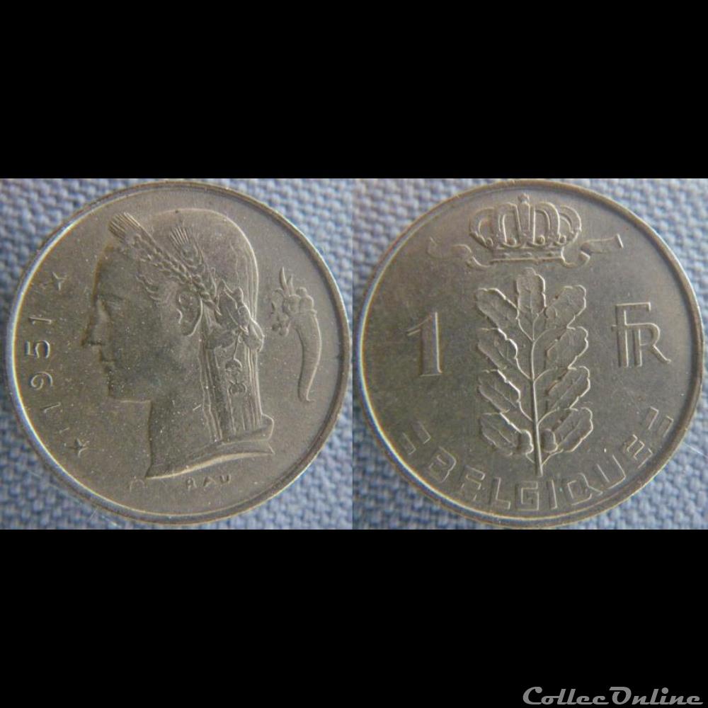 1 Franc 1951 fr monnaie monde belgique 1 franc 1951 fr