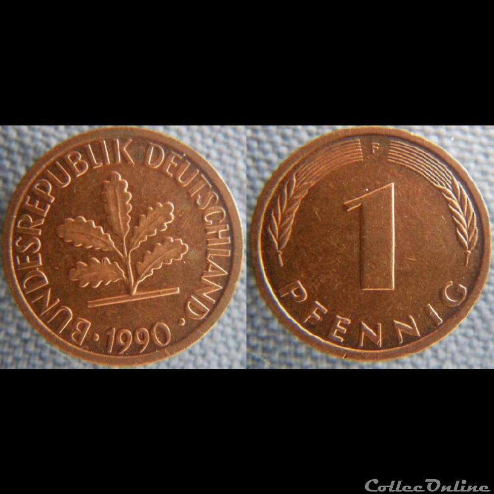 1 pfennig 1990 F monnaie monde allemagne 1 pfennig 1990 f