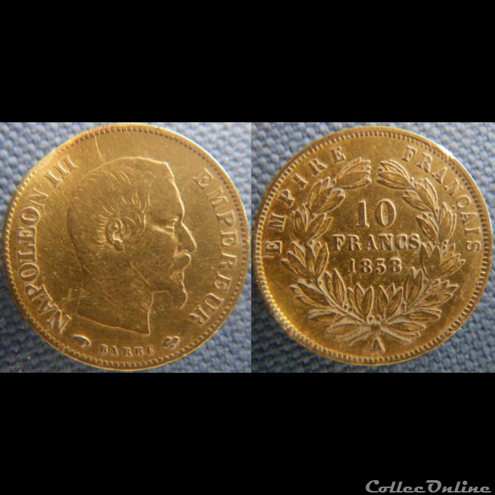 10 Francs 1858 A monnaie france moderne 10 francs 1858 a
