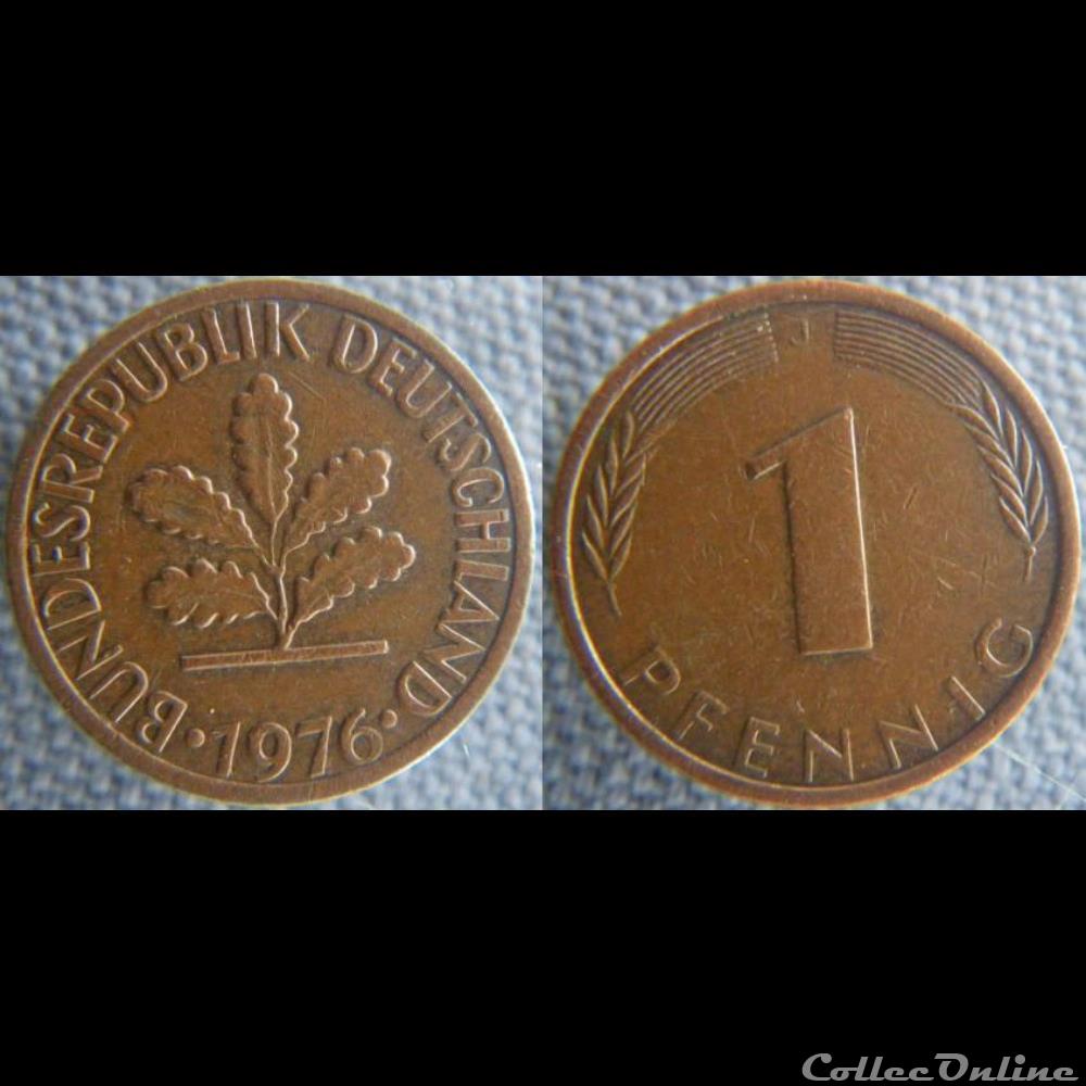 1 pfennig 1976 J monnaie monde allemagne 1 pfennig 1976 j