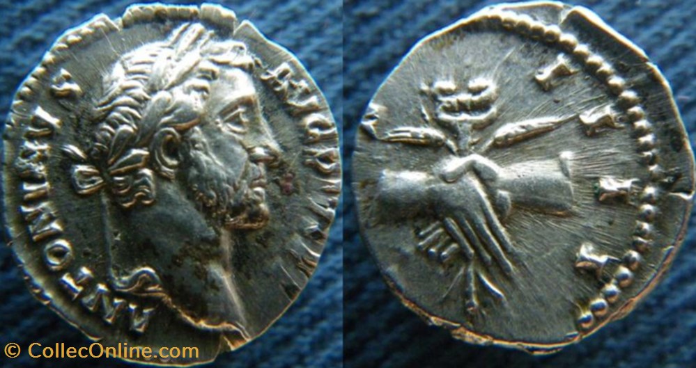 Antonin le Pieux denier monnaies antiquite av jc ap romaines republicaines imperiales antonin le pieux denier