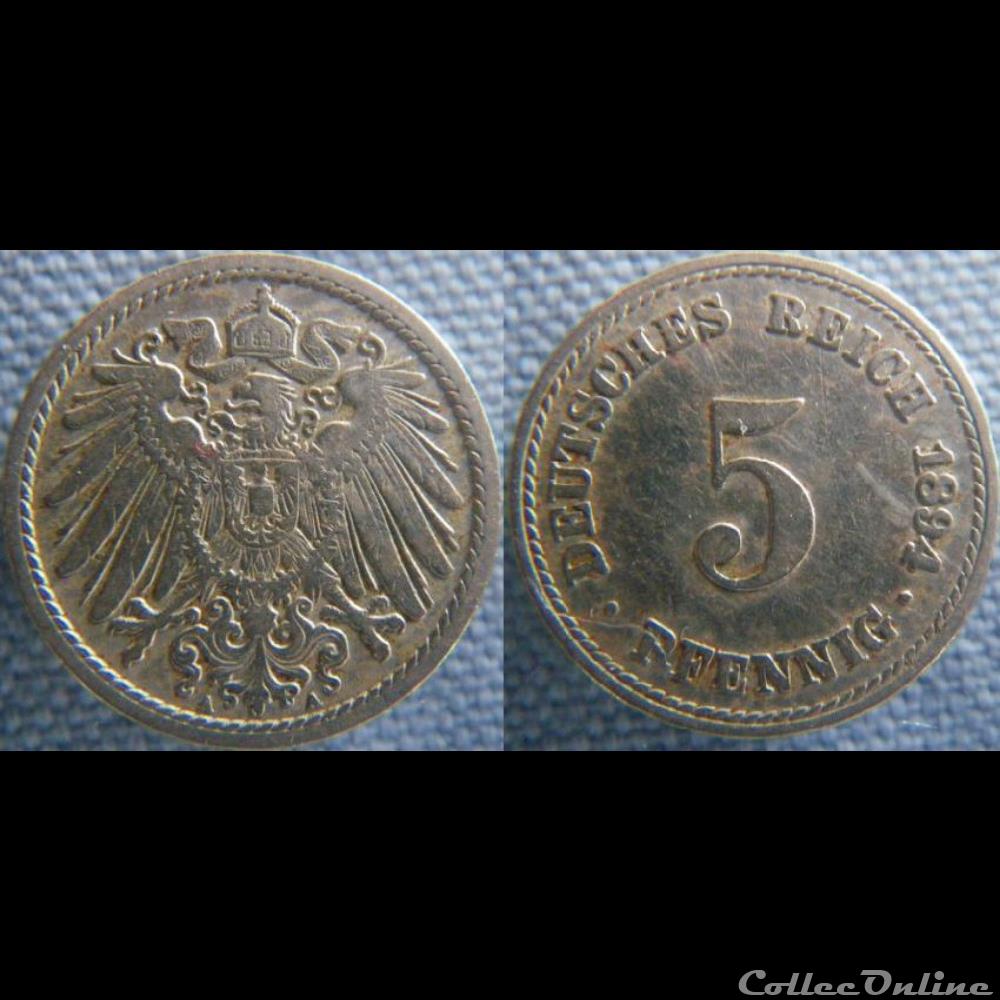 5 pfennig 1894 A monnaie monde allemagne 5 pfennig 1894 a