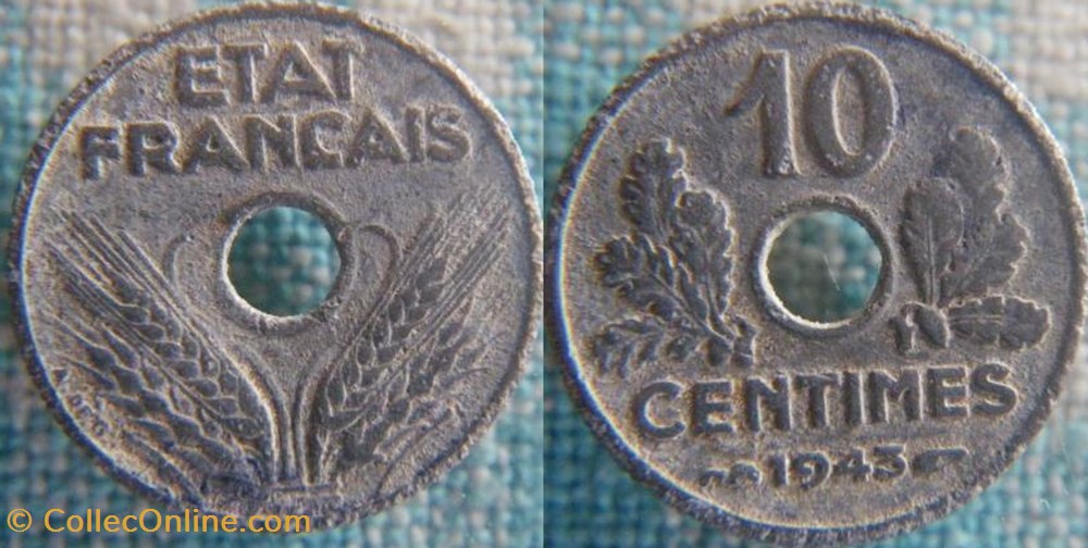 10 Centimes 1943 petit module monnaie france a moderne 10 centimes 1943 petit module