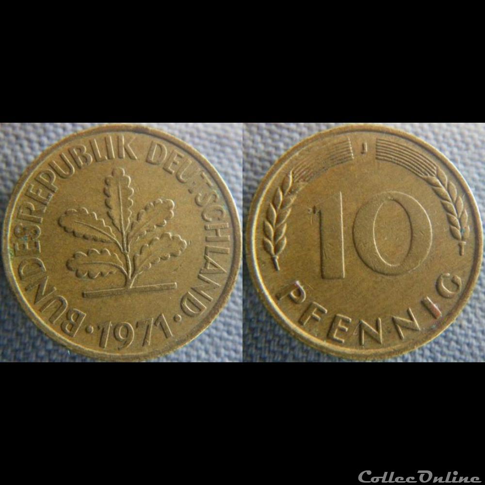 monnaie monde allemagne 10 pfennig 1971 j