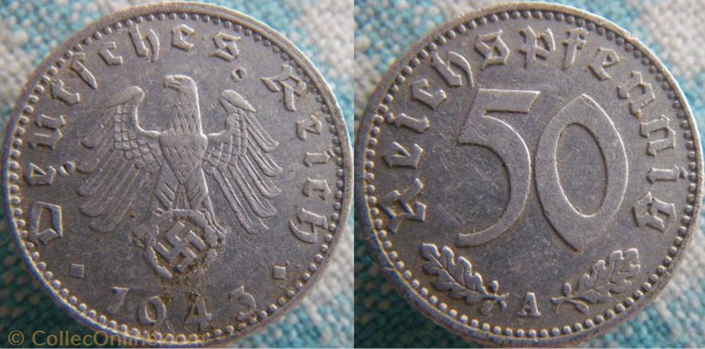 50 Reichspfennig 1943 A monnaie monde allemagne 50 reichspfennig 1943 a