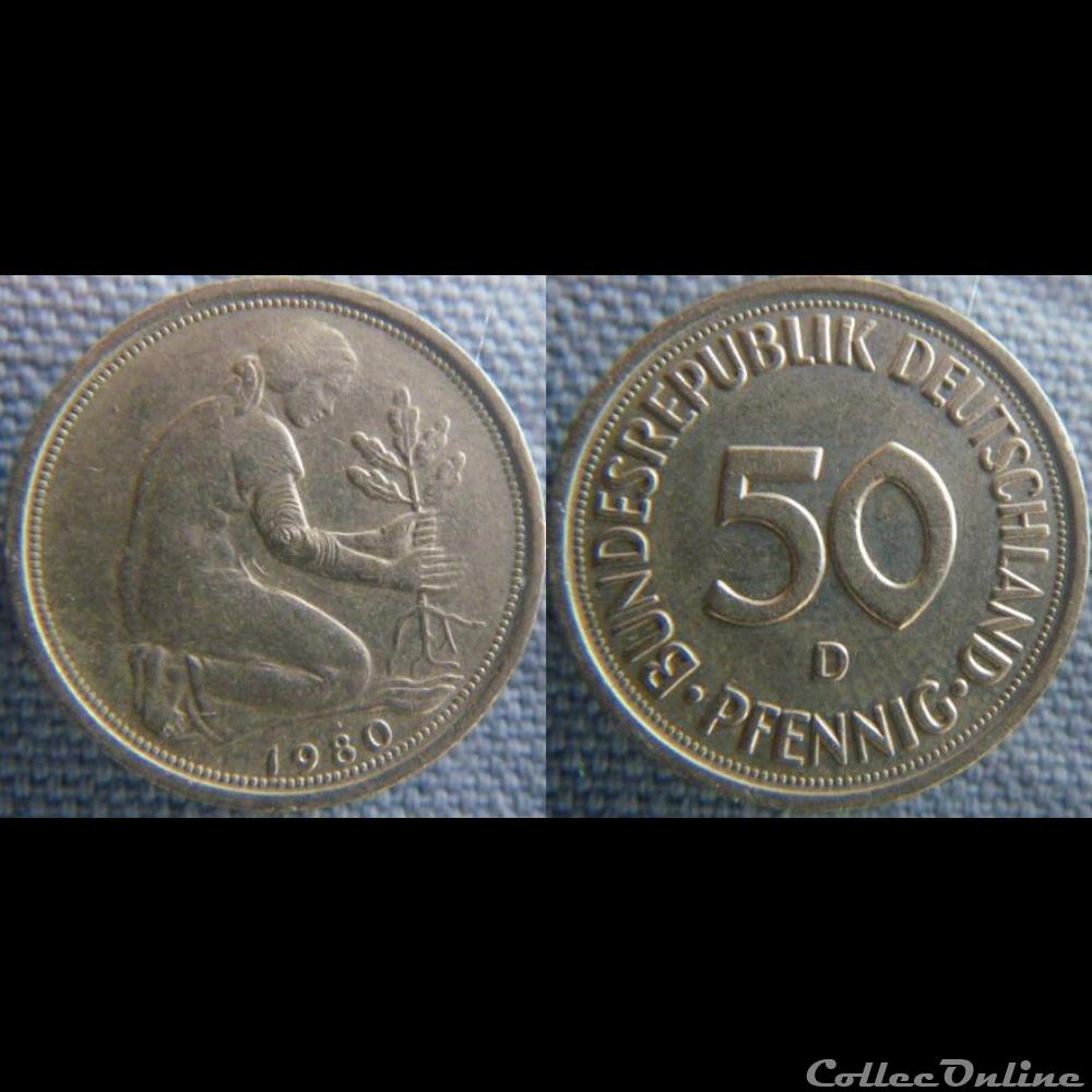monnaie monde allemagne 50 pfennig 1980 d