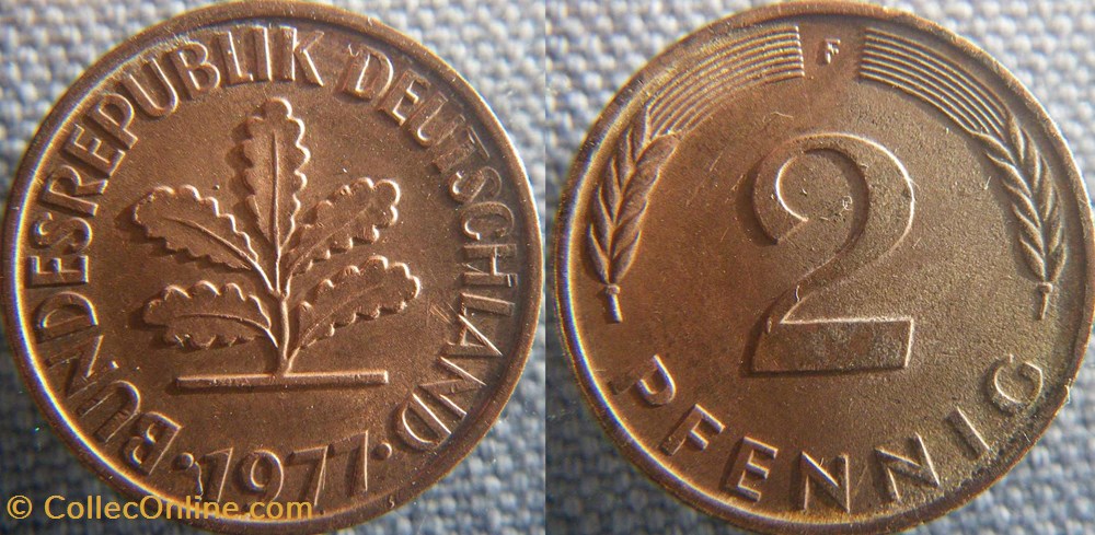 2 Pfennig 1977 F monnaie monde allemagne 2 pfennig 1977 f