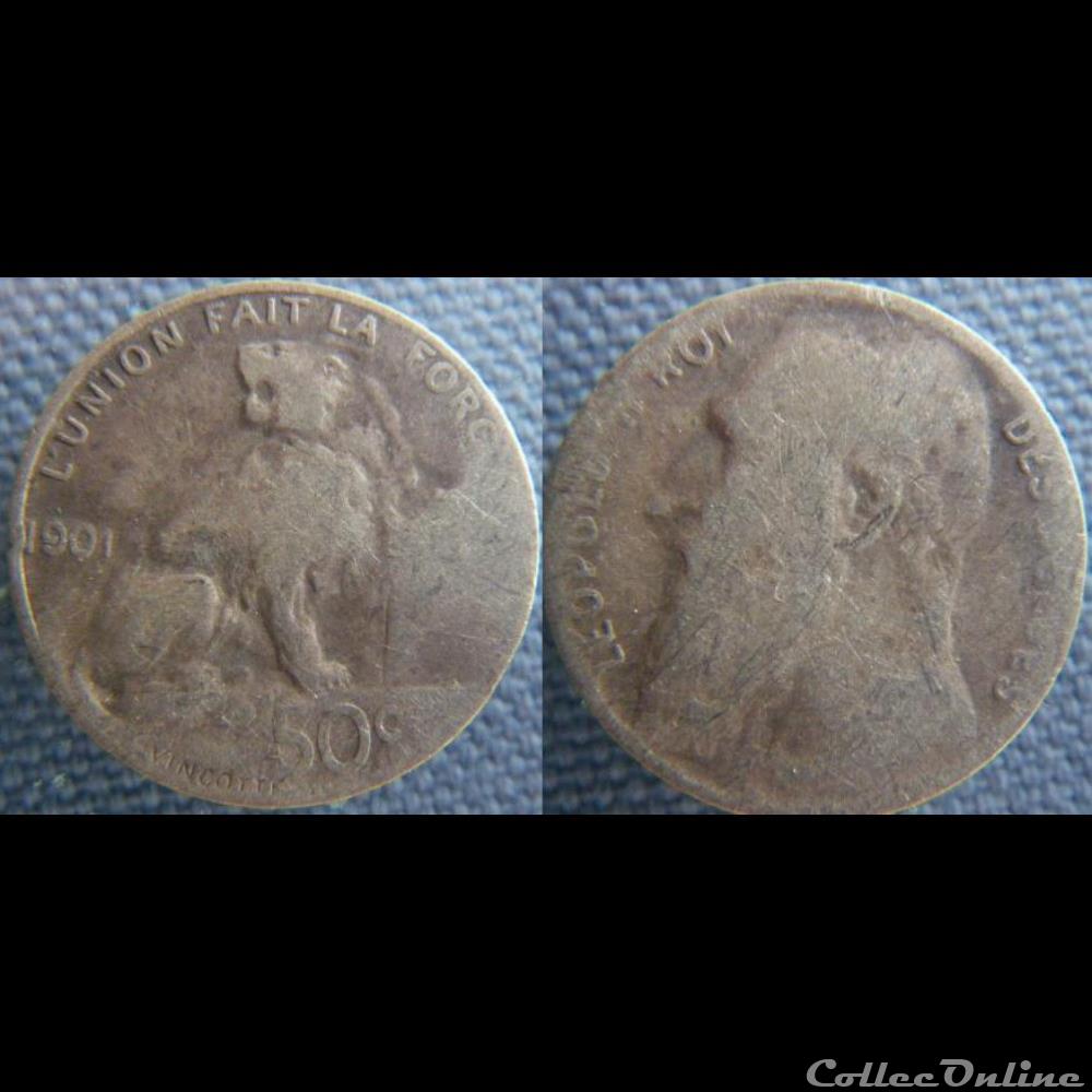 monnaie monde belgique 50 centimes 1901 fr