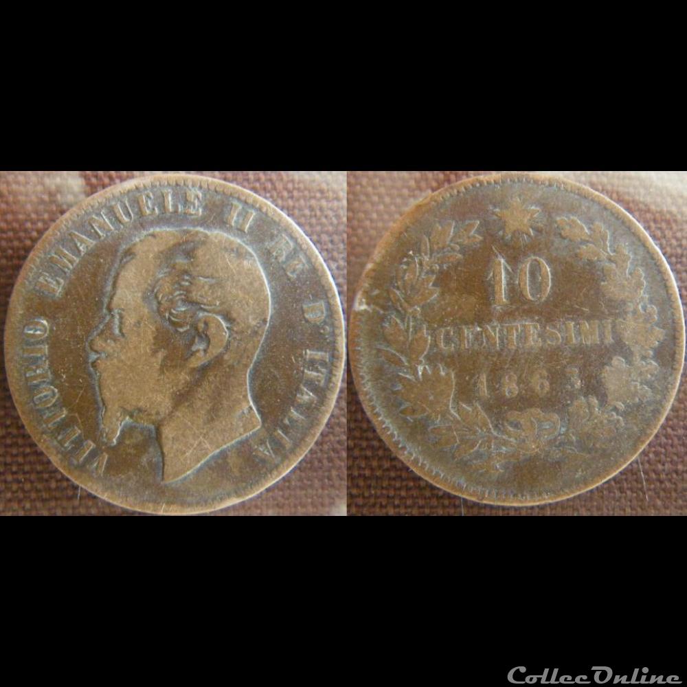10 centesimi 1863 monnaie monde italie 10 centesimi 1863